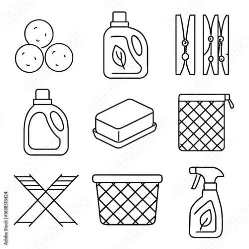 Icons bar mesh vector spray icon freshener bottle detergent laundry bamboo eco