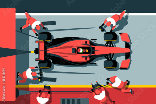 F1 Car Pit Stop Vector Illustration A Dynamic Perspective of Formula 1 Racing