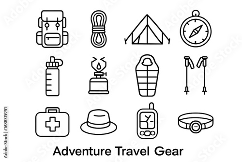 Sleeping device gear kit trekking filter adventure tent icon icons camp vector