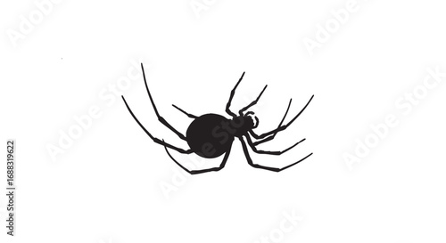 Black Widow Spider Silhouette Against White Background A Simple yet Striking Image for Various Design and Creative Projects