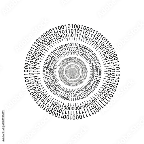 Binary code spiral design graphic