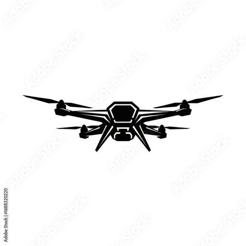 Silhouette of a modern drone in flight