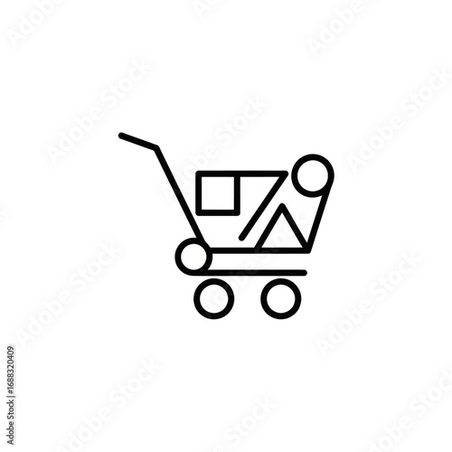 Simple shopping cart icon outline graphic