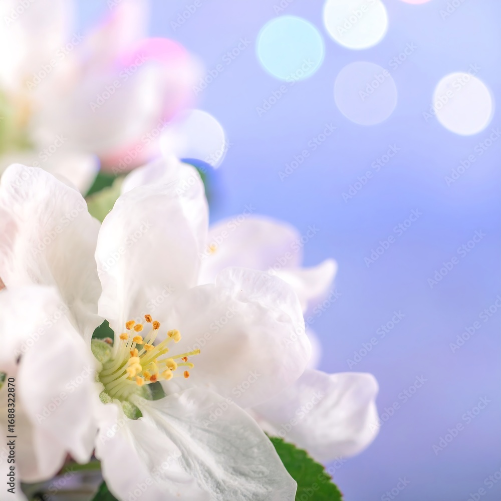 Obraz premium Close-up of delicate white blossoms against a soft, blurred background