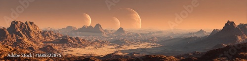 Obraz na płótnie Alien landscape with two moons
