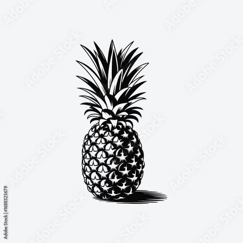 Vector art of a pineapple in black and white illustration fresh and healthy tropical fruit for a simple and elegant design
