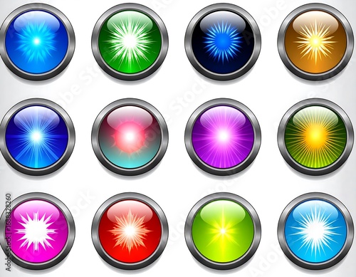 Colorful round buttons with glowing center