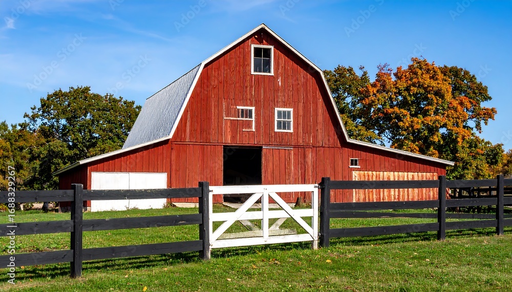 Obraz premium Red barn in autumn landscape