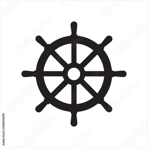 ship wheel helm stencil icon silhouette vector illustration