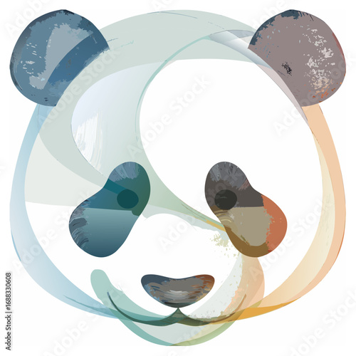 Stylized artistic illustration of a panda's face with smooth lines and soft color layers
