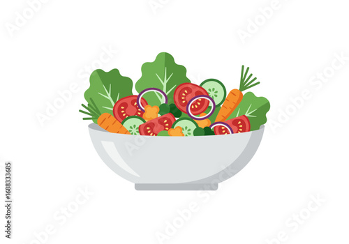 Fresh vibrant salad bowl bursting with healthy colorful vegetables ready for a delicious meal.