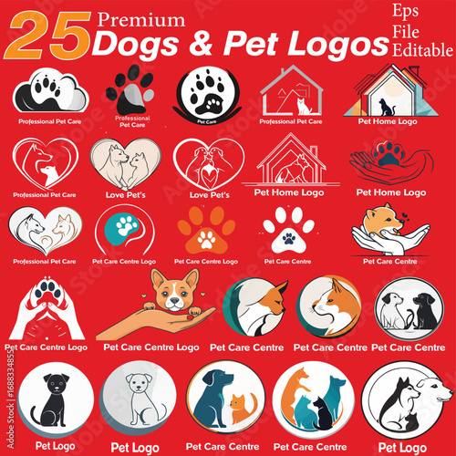 25 Vector Dogs care & Pet care Logos premium quality editable files , Pet lovers logos, Pet CLINIC logo