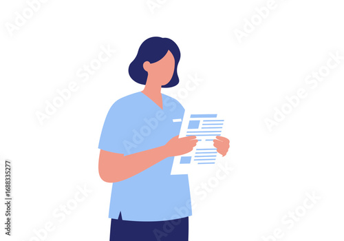Professional healthcare worker meticulously reviews patient chart with focused attention and care, embodying dedication to medical excellence