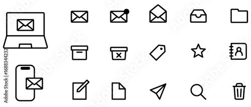 メールのアイコンのセット　Eメール　email　ビジネス　メッセージ