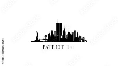 Patriot Day Black And White New York City Skyline Silhouette