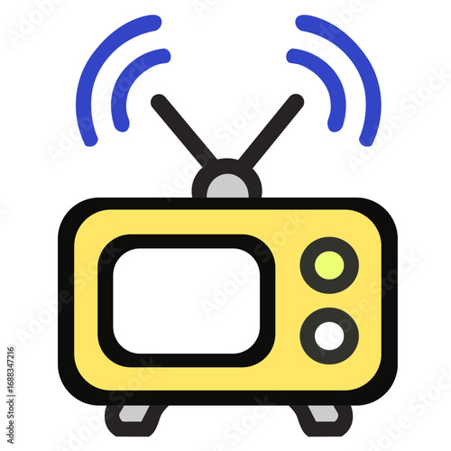 Minimal signal broadcast icon vector illustration with radiating waves, symbolizing wireless connection, communication, and digital transmission