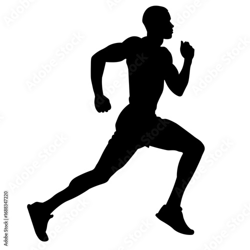 Athletic running silhouette vector illustration of a person in motion, isolated on white background, perfect for sports, fitness, and marathon design concepts