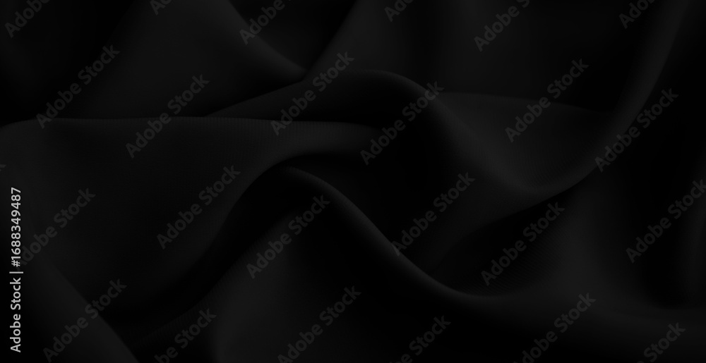 Obraz premium Luxury silk satin fabric background. Fashion elegant dark shade of white grey and black. Smooth monochrome. Waves on the crumbled material. Abstract folds with shine. Smoke iron, jet. Macro shot photo