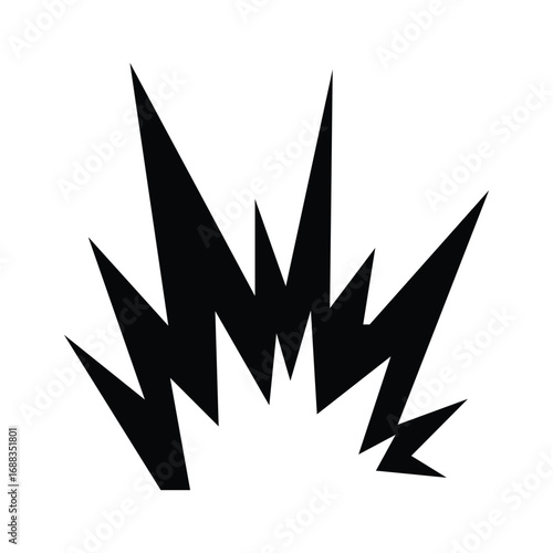 Flammable Material Explosion Icon: Abstract Black Burst Symbol for Chemical Hazard Signage and Global Infrastructure Compliance | High Quality Vectorial Stock Image