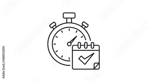 Stopwatch and Calendar Icon for Time Management and Scheduling.