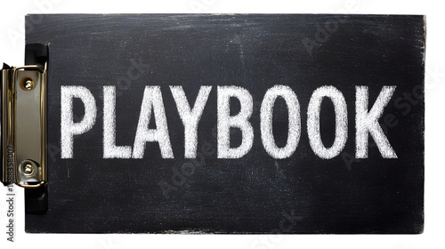 Playbook word on a black clipboard.