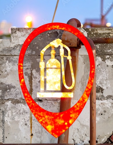 Industrial fuel pump marker on a wall