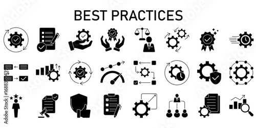 Best Practices Line Editable Icons set. Vector illustration in modern thin line style icons Isolated on transparent background.
