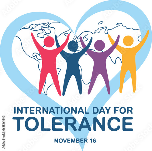 International day for tolerance diverse people unite global harmony heart symbol november 16th