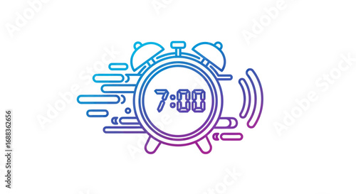 Fast-Moving Gradient Alarm Clock Showing 7 -00 AM.