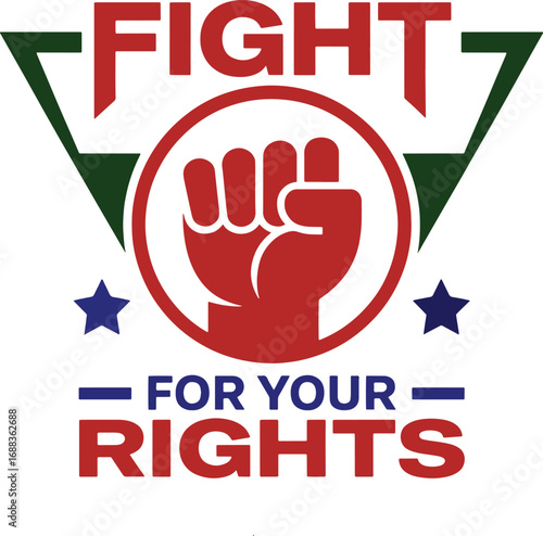 Empowering fist symbol promotes fighting for your rights and social justice advocacy
