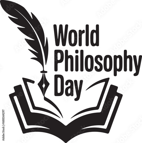 Celebrate world philosophy day with an open book and quill pen symbolizing knowledge