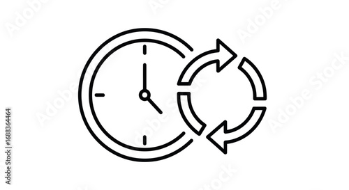 Clock Icon with Circular Arrows Representing Time Management.
