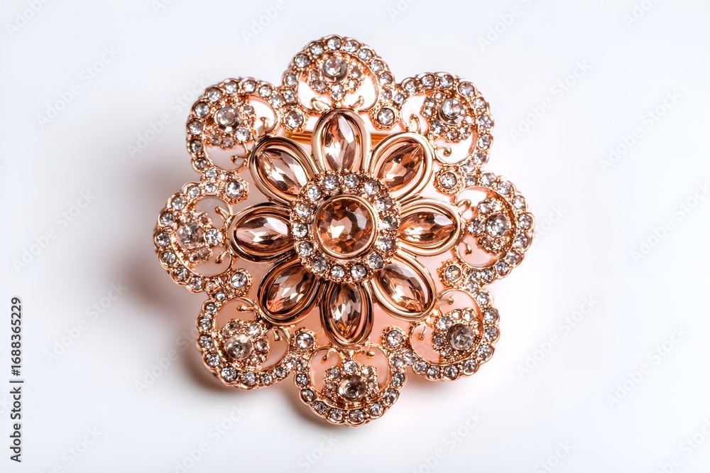 Fototapeta premium Discover the Intricate Brooch Pin: Beautifully Isolated on White for Elegant Jewelry Display