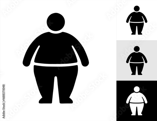  Overweight Person Icon Illustrating Obesity, Health Concerns, and Body Mass Index