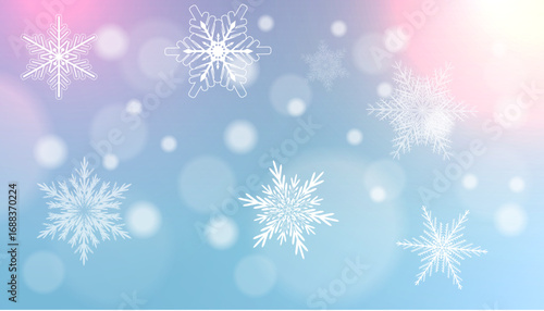 Christmas abstract background with snowflakes, magical winter background.