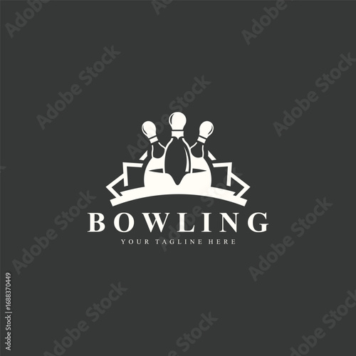 Bowling logo sport design bowling tournament symbol badge template