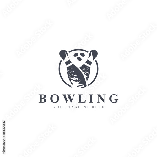 Bowling logo sport design bowling tournament symbol badge template