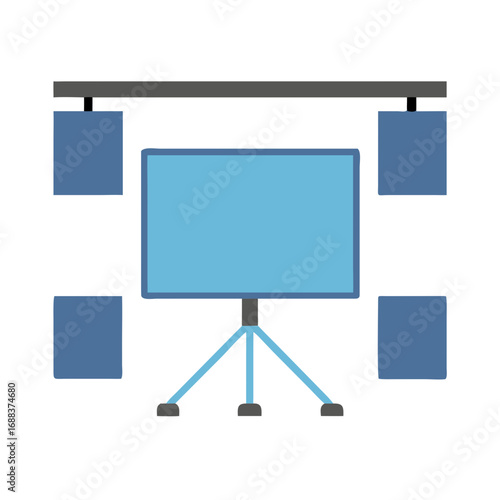 Presentation Screen Projector Icon with Tripod Stand | Business Meeting Setup