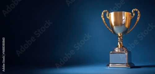 The shining trophy symbolizing victory and achievement in a modern setting.