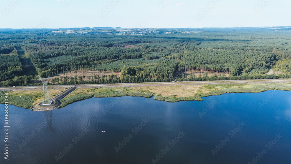 Fototapeta premium Scenic Forest and Lake Panorama