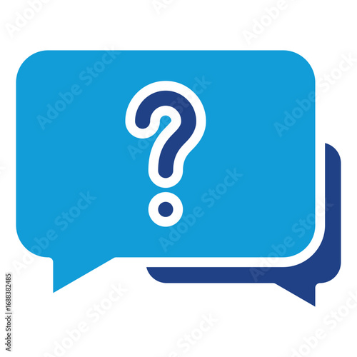Chat Question Glyph Blue Silhouette Icon Design Vector - Chat bubble with question mark inside, representing inquiry or communication