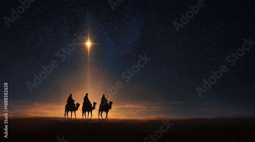 Sacred Journey of the Three Wise Men Following the Luminous Star of Bethlehem