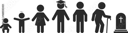 Silhouettes Representing The Stages Of Human Life From Baby To Old Age life cycle
