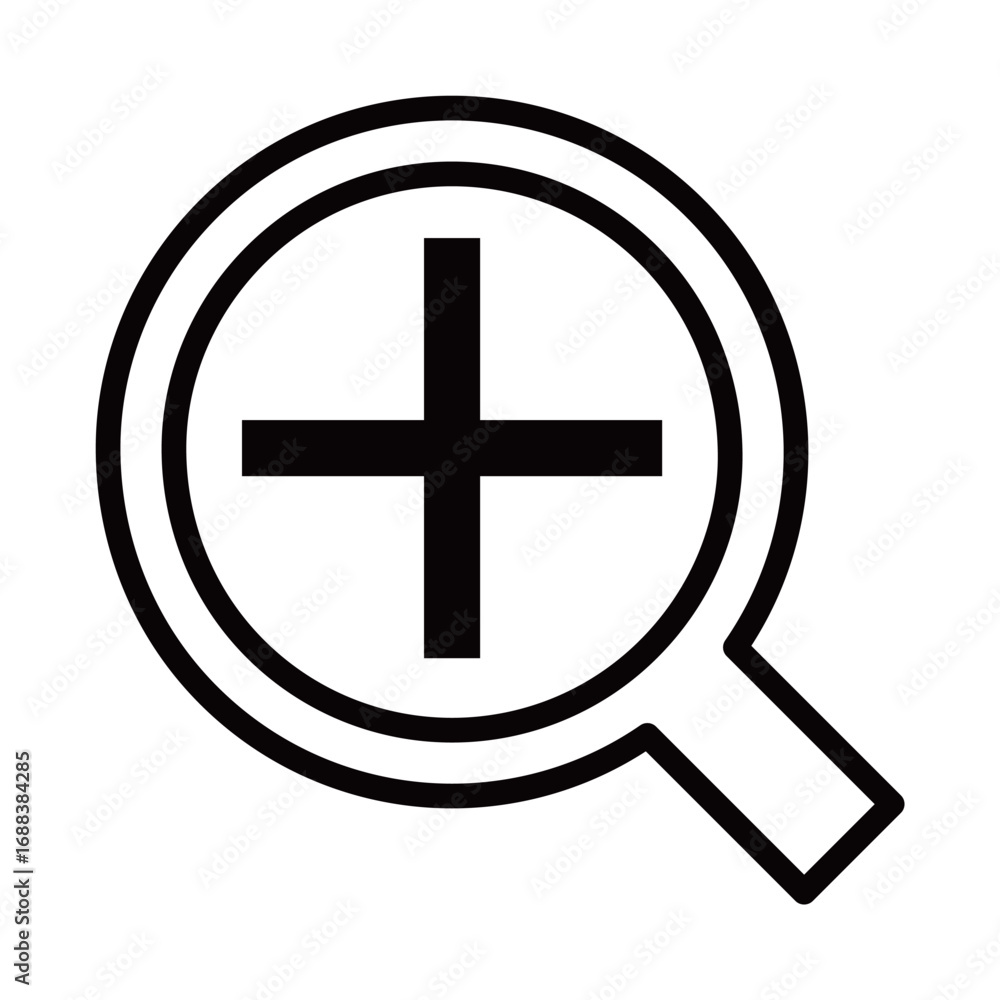 Fototapeta premium 虫眼鏡とプラスのアイコン