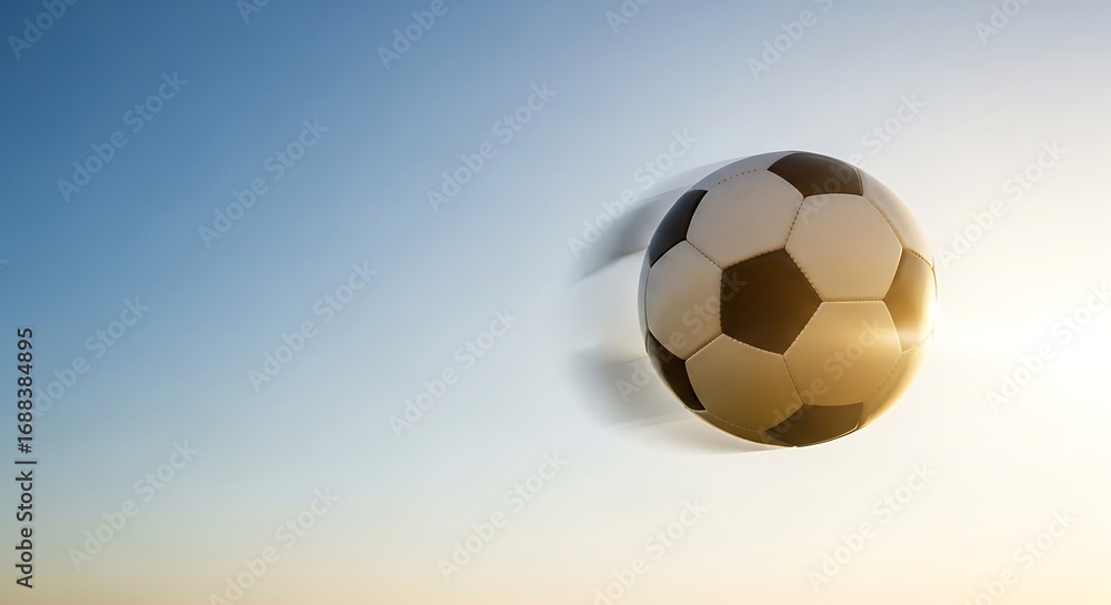 Fototapeta premium Dynamic Soccer Ball in Motion on Light Gradient Background for Sports and Athletic Content