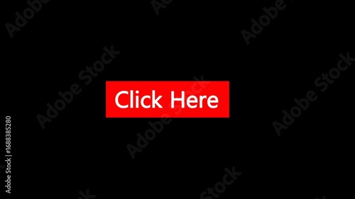 Click here button animation transparent background. Click push button. Click here text, click here, push here, touch screen, scroll button. 