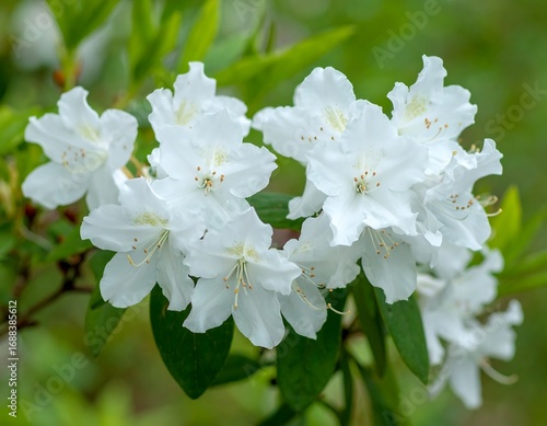 Cluster of white azaleas in bloom