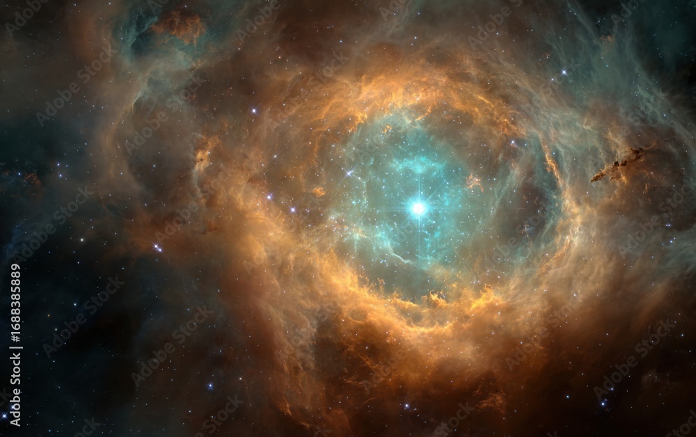 Obraz premium Cosmic nebula, swirling hues of space (1)