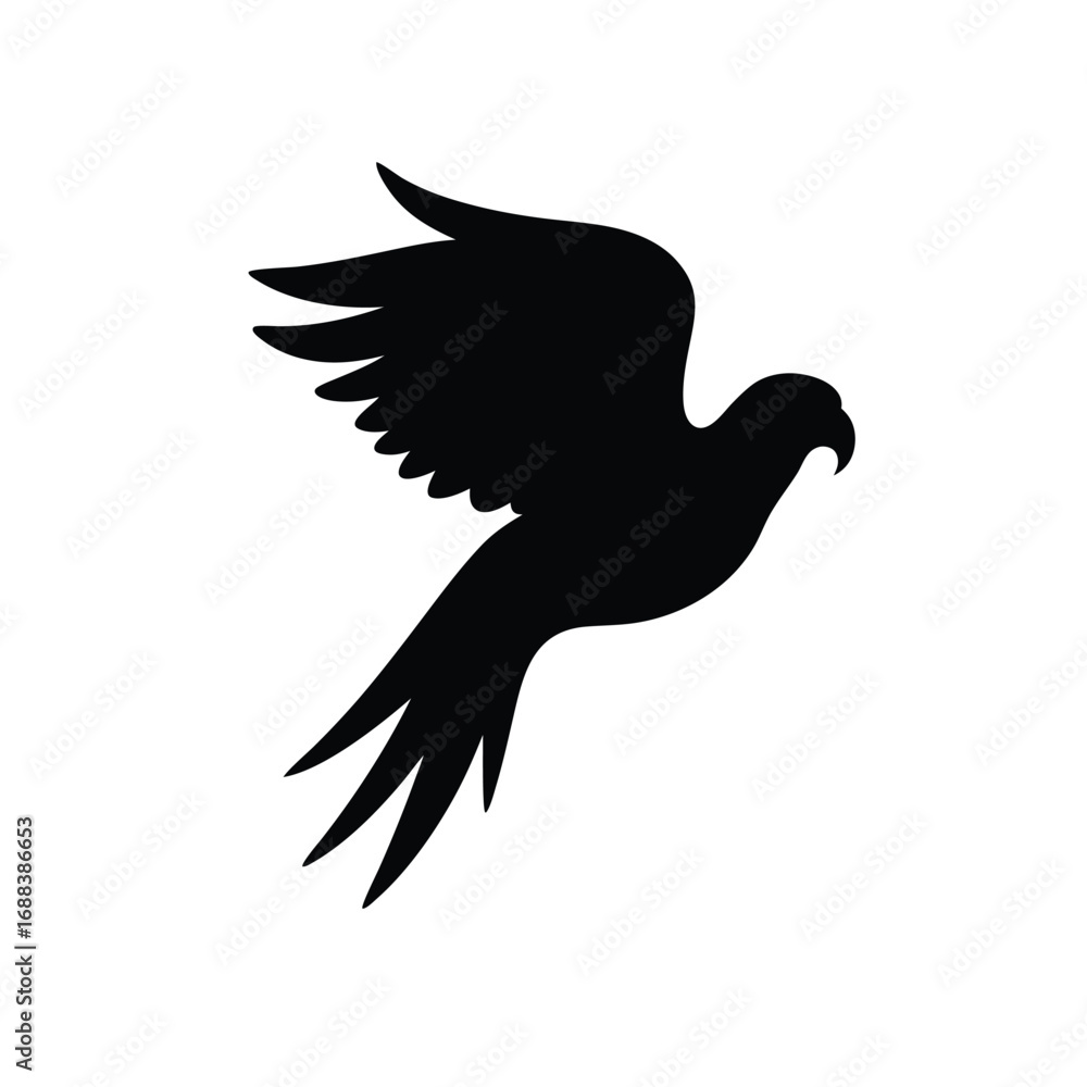Obraz premium Black silhouette of a bird in flight flying wings