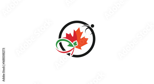 Dynamic Canadian maple leaf logo symbolizing growth, unity, and national pride in a modern design